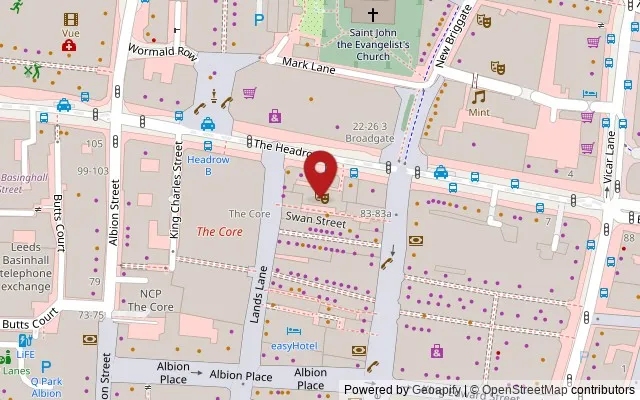 Map showing the location of Swan Street, Leeds LS1 6LG
