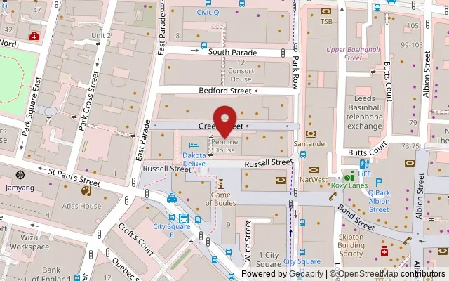 Map showing the location of 10 Greek Street, Leeds LS1 5RU
