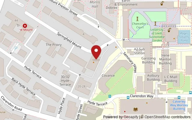 Map showing the location of 1-5 Springfield Mount, Leeds LS2 9NG