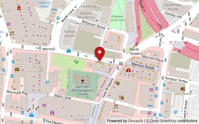 Map showing the location of 21 Merrion Street, Leeds LS2 8JE