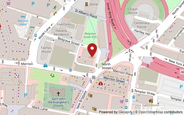 Map showing the location of 5 1/2 Cross Belgrave Street, Leeds LS2 8JP