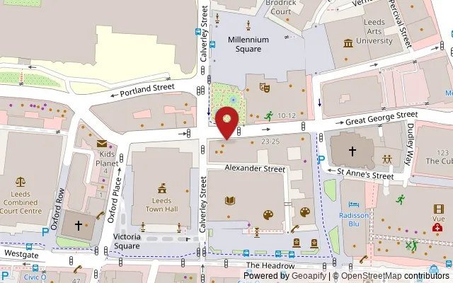 Map showing the location of Calverley Street, Leeds LS1 3ED