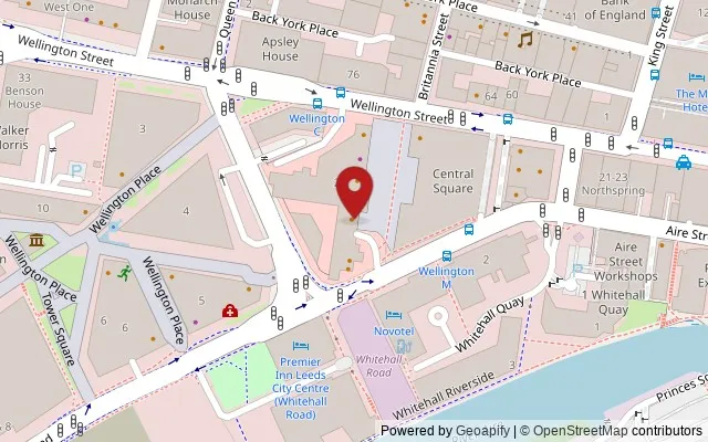 Map showing the location of West Point, Wellington Street, Leeds LS1 4JY
