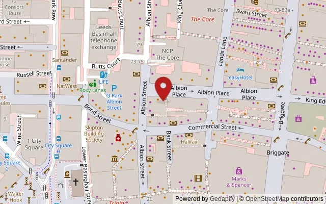 Map showing the location of Albion Place, Leeds LS1 6JL